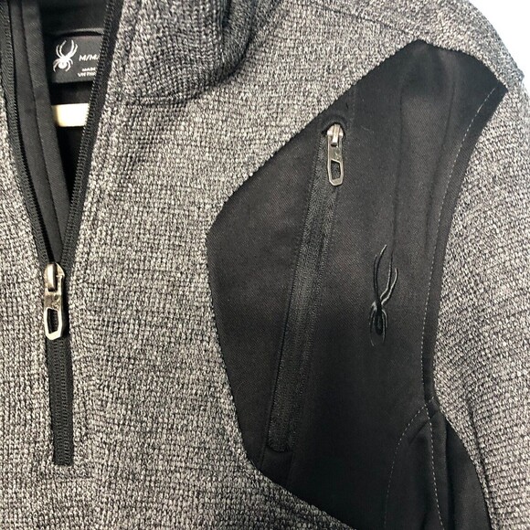 Spyder Sweater Mens Medium Gray 1/4 Zip Sweatshirt Fleece - Picture 5 of 9